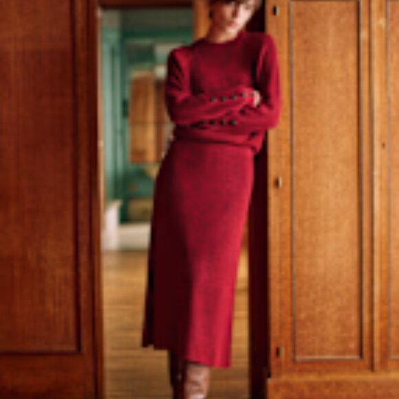 SEZANE Naelle skirt/Sami jumper set, deep red, size M, NWT - Picture 1 of 10